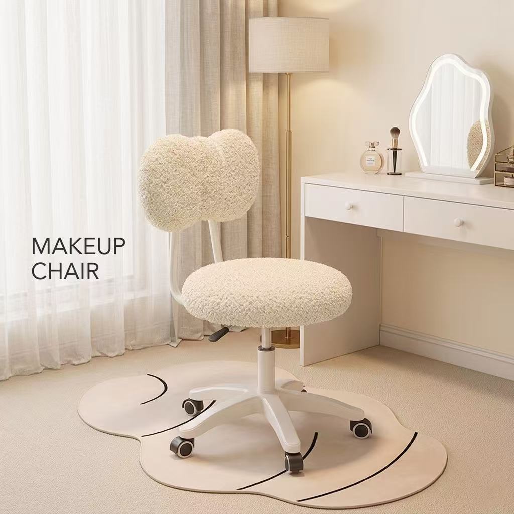 Office Furniture And Desks - Cute Boucle Swivel Office Chair 360°