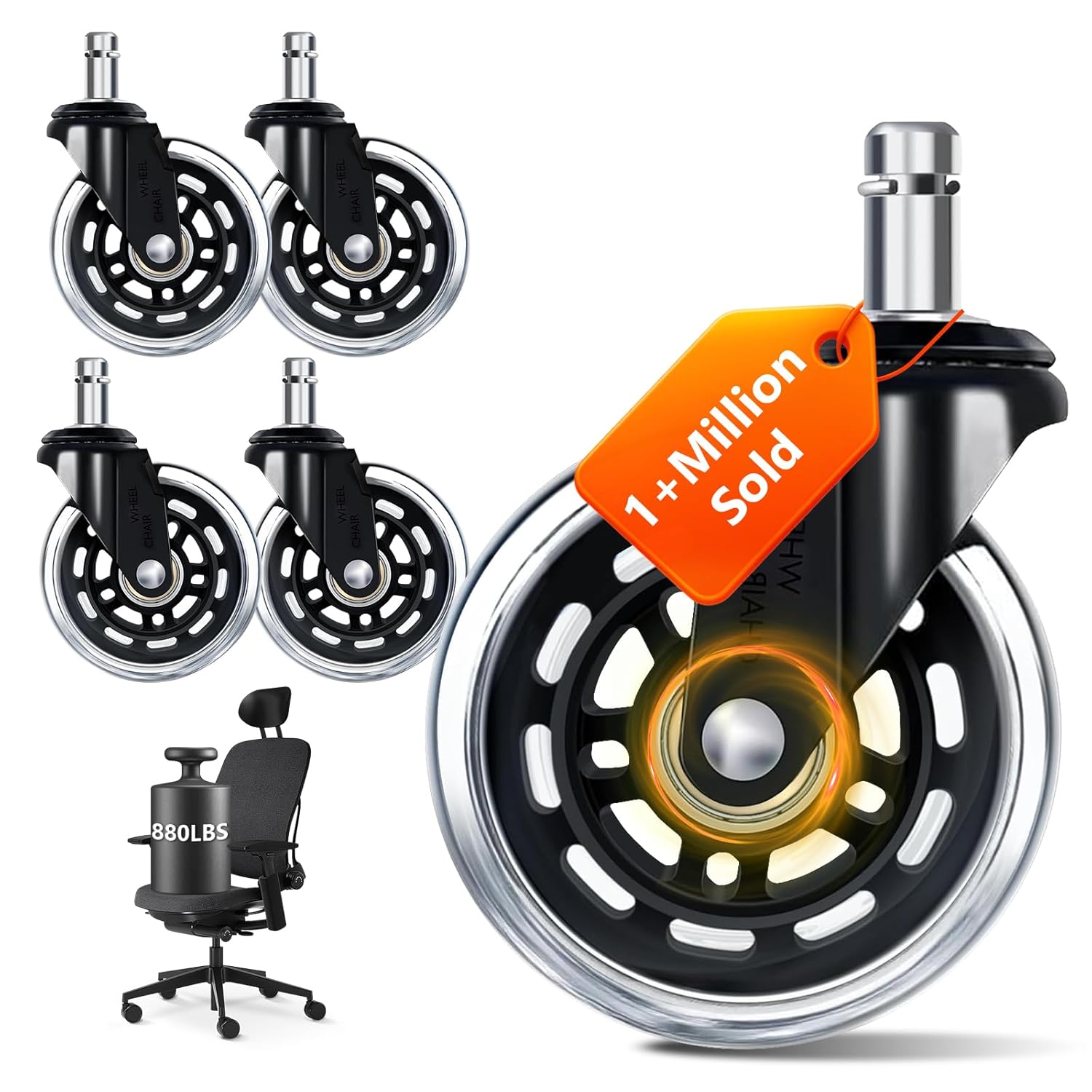 Office Furniture Group - 3 Inch Office Chair Wheels Set