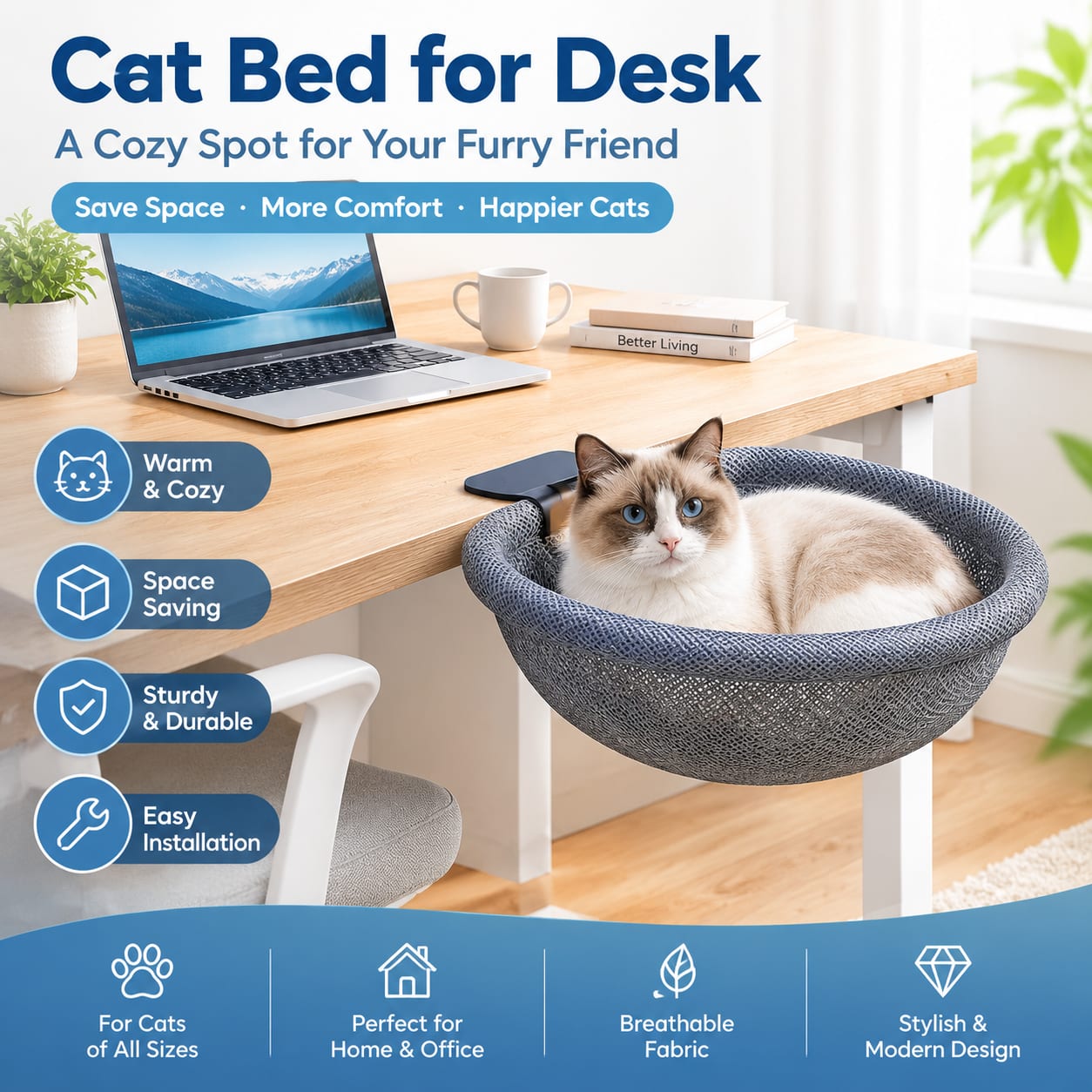 Foldable Breathable Summer Cat - Under Desk Hammock ulasan dan harga