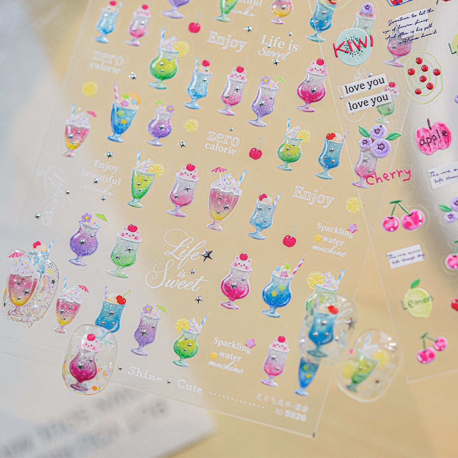 Lovely Juicy Fruits Nail Decal - Paper Basket Mesh ulasan dan harga