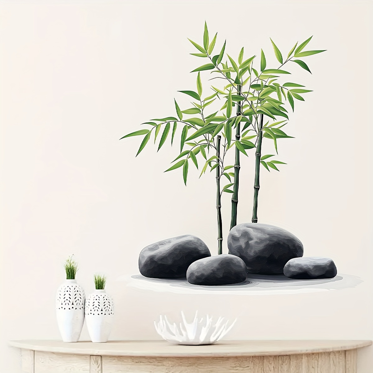 Green Bamboo Leaf Plants Wall  - Office Furniture Usa ulasan dan harga